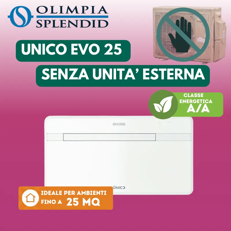 Climatizzatore Olimpia Slendid Condizionatore senza unità esterna Monoblocco Unico Evo Da 25 Hp installato a Torino