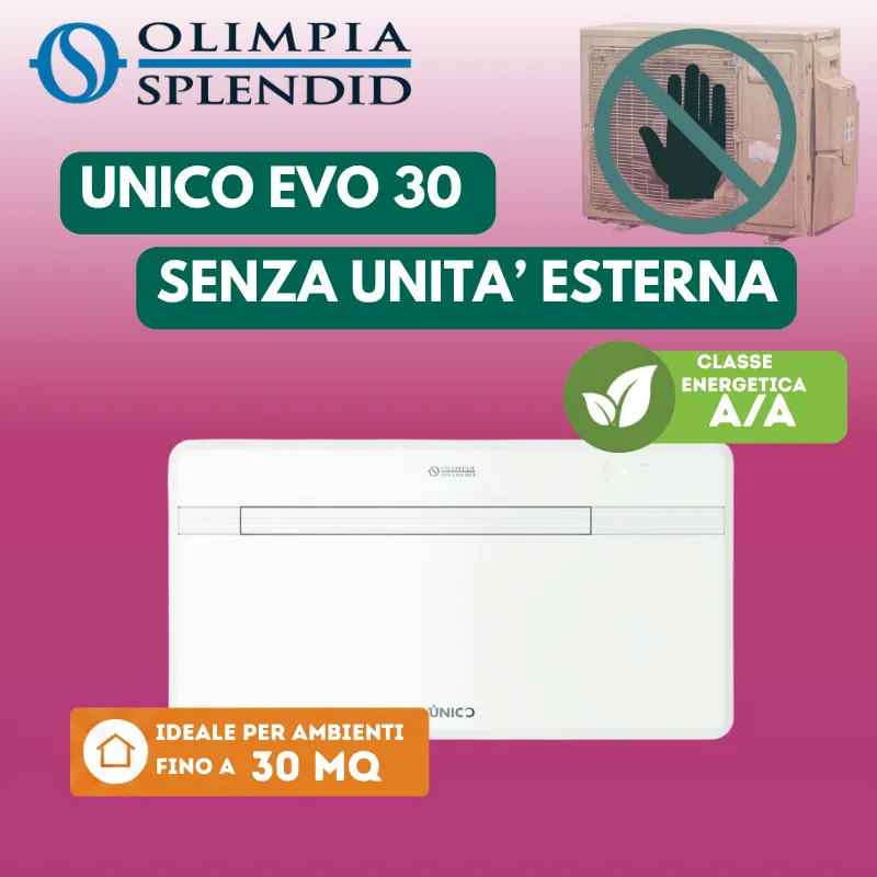 Climatizzatore Olimpia Slendid Condizionatore senza unità esterna Monoblocco Unico Evo Da 30 Hp installato a Torino