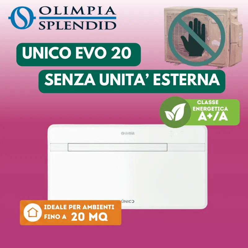 Climatizzatore Olimpia Slendid Condizionatore senza unità esterna Monoblocco Unico Evo Da 20 Hp installato a Torino